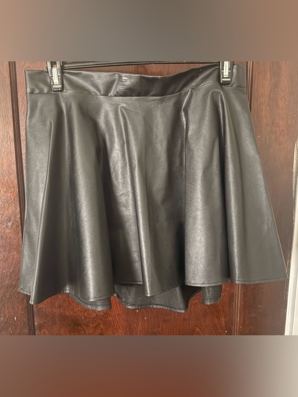 Black Faux Leather Pleated Mini Skirt